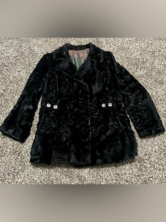 Jackets & Blazers - Vintage Black Fur  Coat Hip Length Lined Custom Made